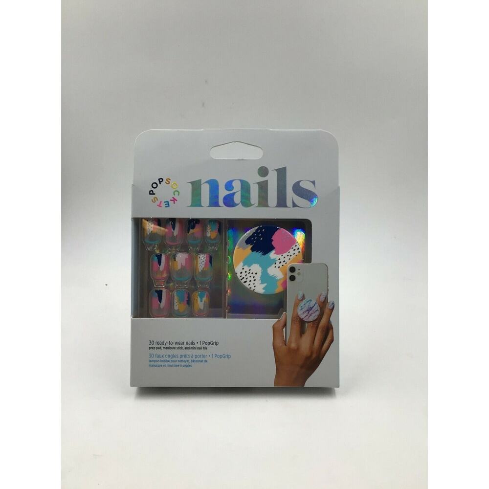 Pop Socket Ready to Wear Press on Nail Marble DIY Manicure Kit Popsocket